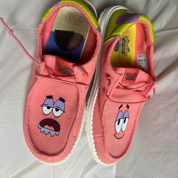 Hey Dude Wendy Funk Spongebob Patrick Pink Green Shoes Womens 8 - Picture 2 of 5